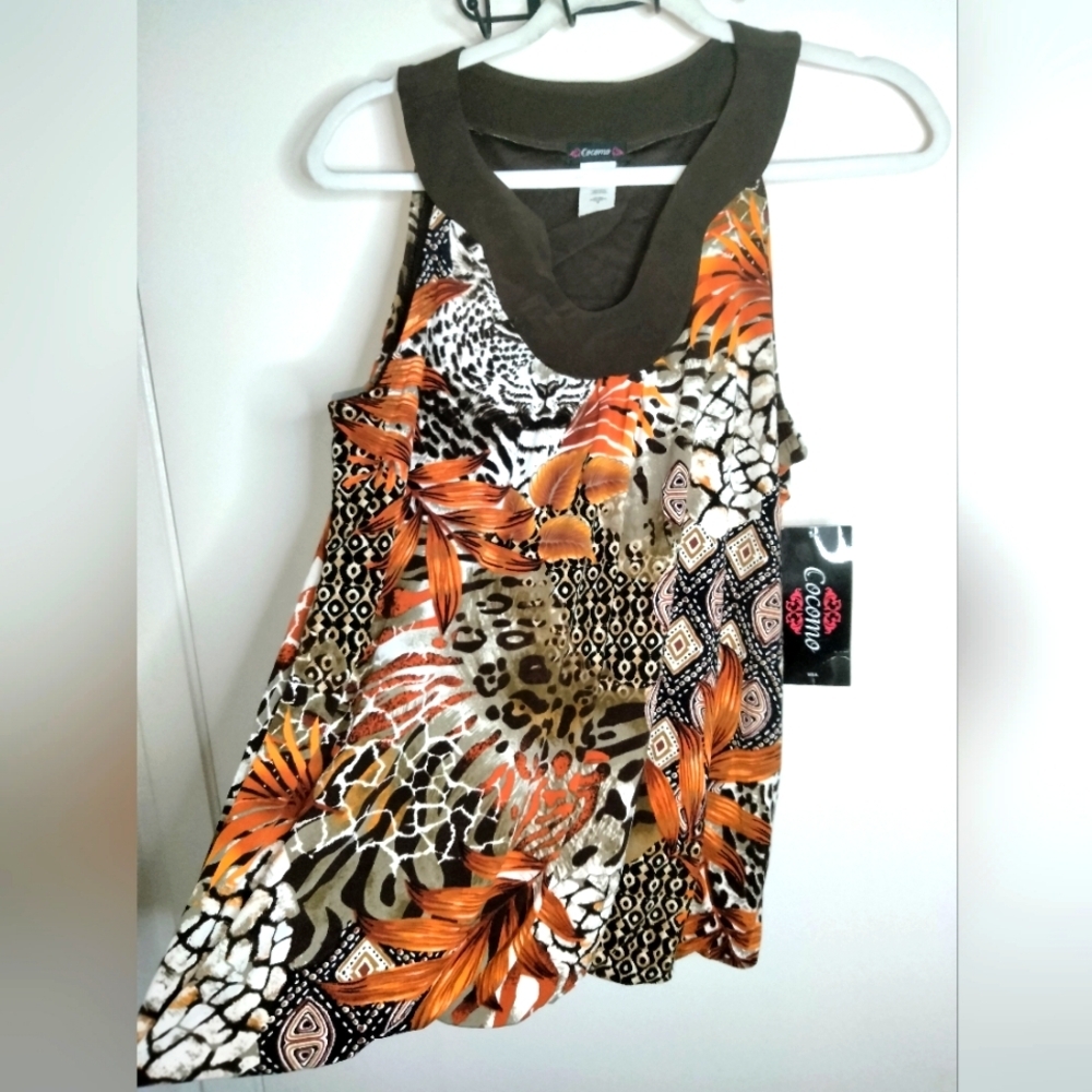 Cocomo (Size M) Multicolored Animal Print Scoop Neck Sleeveless Top (NEW-NWT)